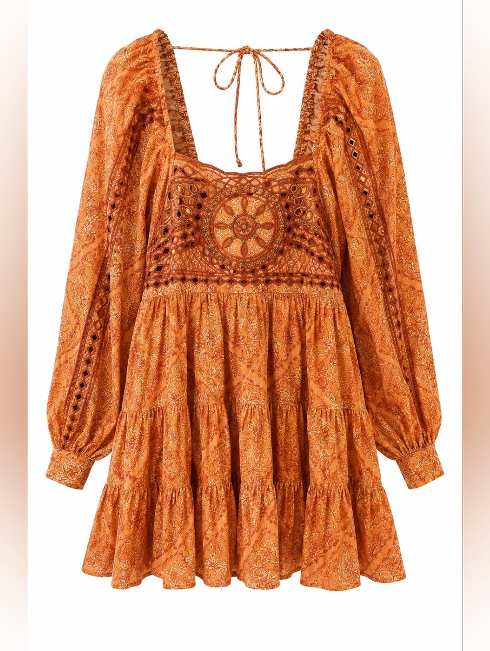 Free People Marias Beaded & Crochet Mini Dress, Rare, Embroidered Boho, M